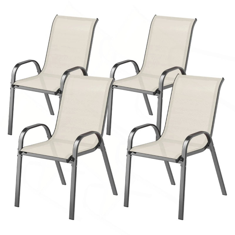 Ensemble de 4 chaises d'extérieur empilables, Beige