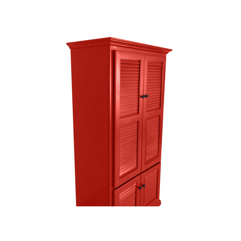 Très grand garde-manger en bois massif avec portes à volets, Rouge de Falun