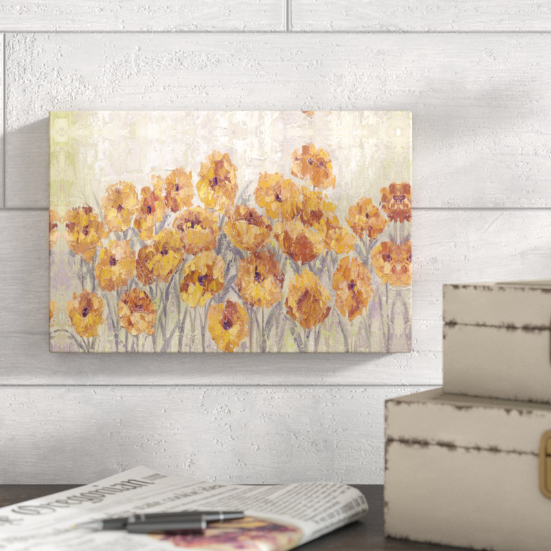 Golden Sunset Flowers - reproduction sur toile, H 8 po x l 12 po