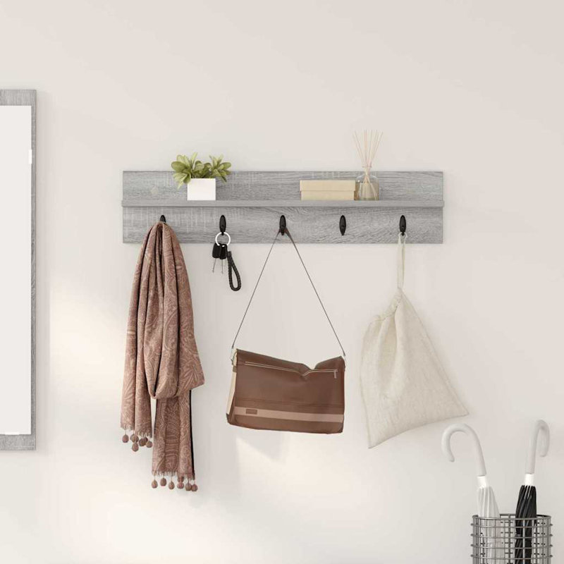 Wall-Mounted Coat Rack With Shelf 80 X 10.5 X 18 Cm, Grey Sonoma