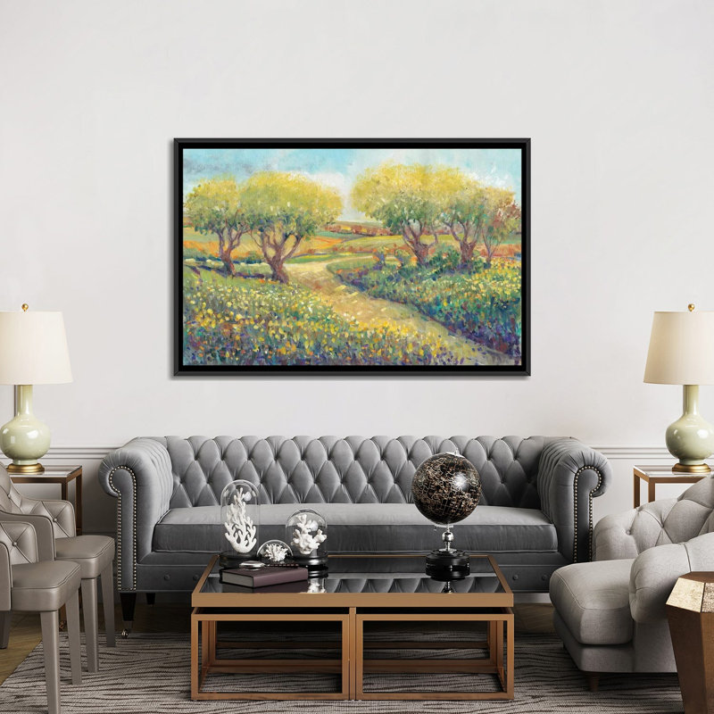 « jardin path ii », reproduction de photo sur toile, H 40 po x l 60 po x P 1,5 po, Toile avec cadre noir, Pas de tapis
