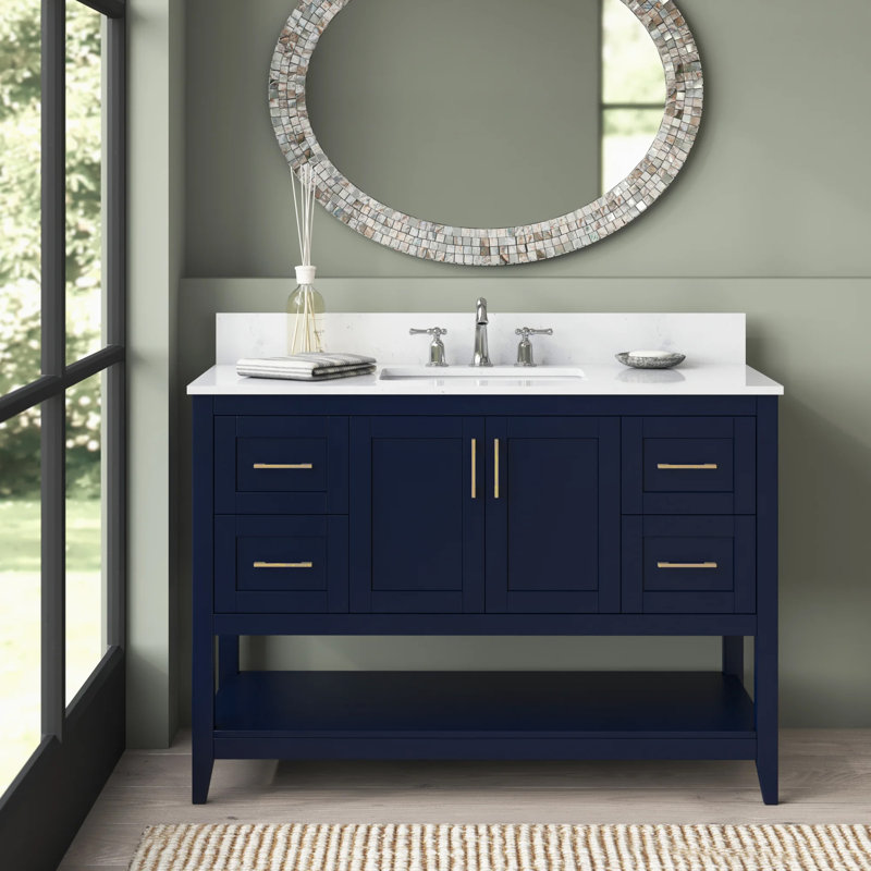Ensemble de meuble-lavabo simple 48 po Scottsbluff, Bleu