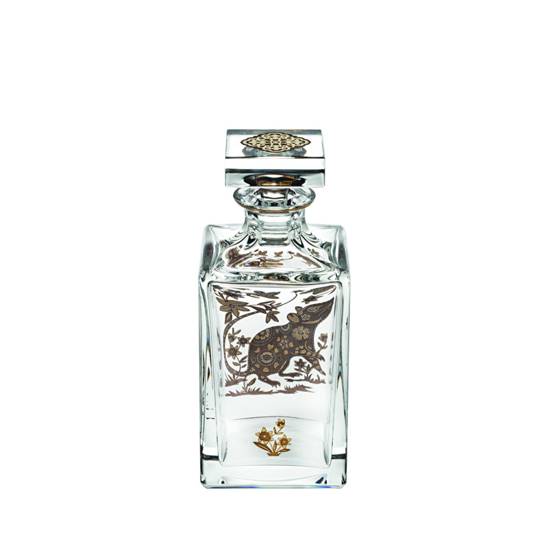 Golden Lead Crystal Whiskey Decanter