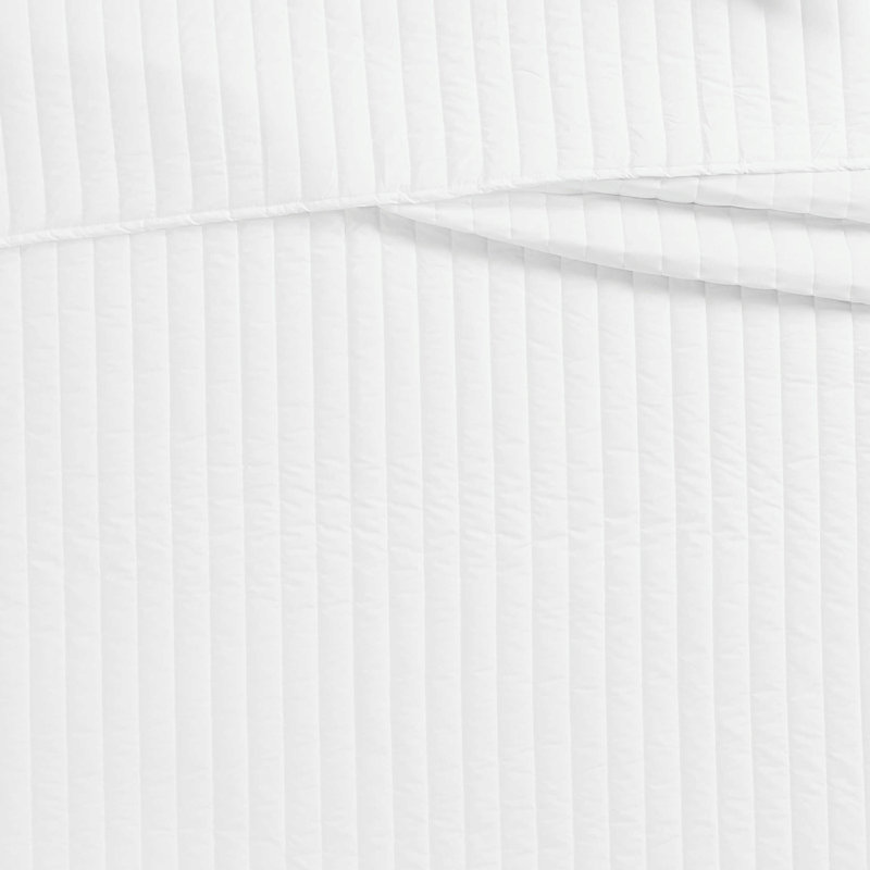 Ensemble de courtepointe en percale de coton 3 pièces Brooklyn Loom, Courtepointe pour lit double/grand et 2 taies déc, Blanc