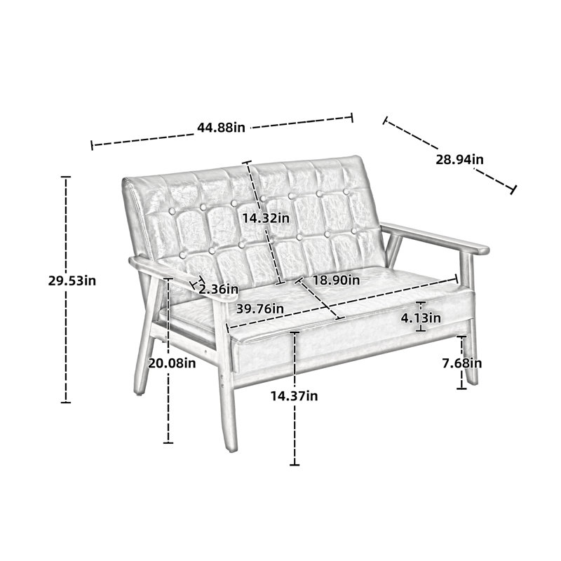 Petit canapé moderne, causeuse rembourrée, causeuse confortable, Similicuir brun