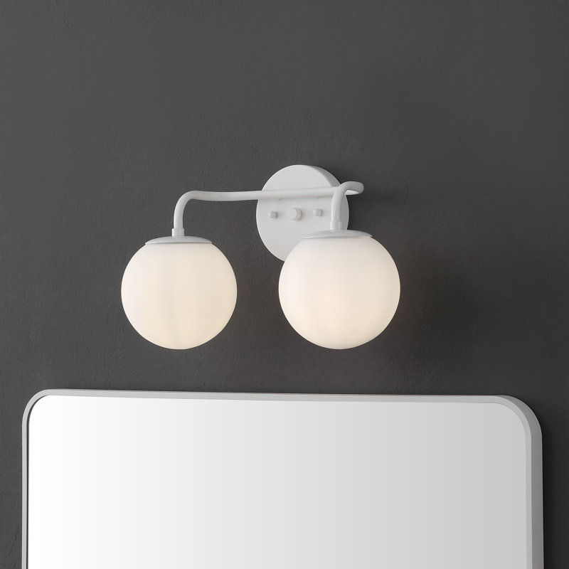Meuble-lavabo contemporain 2 lumières Louis, Deux lumières, Blanc