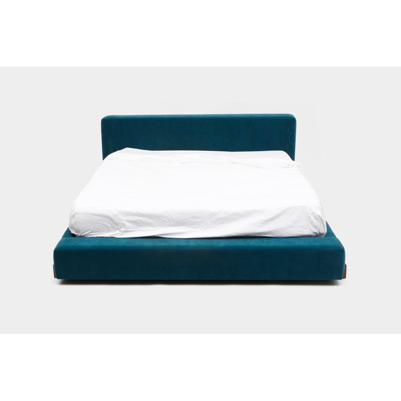 Upholstered Platform Bed, Queen, Peacock