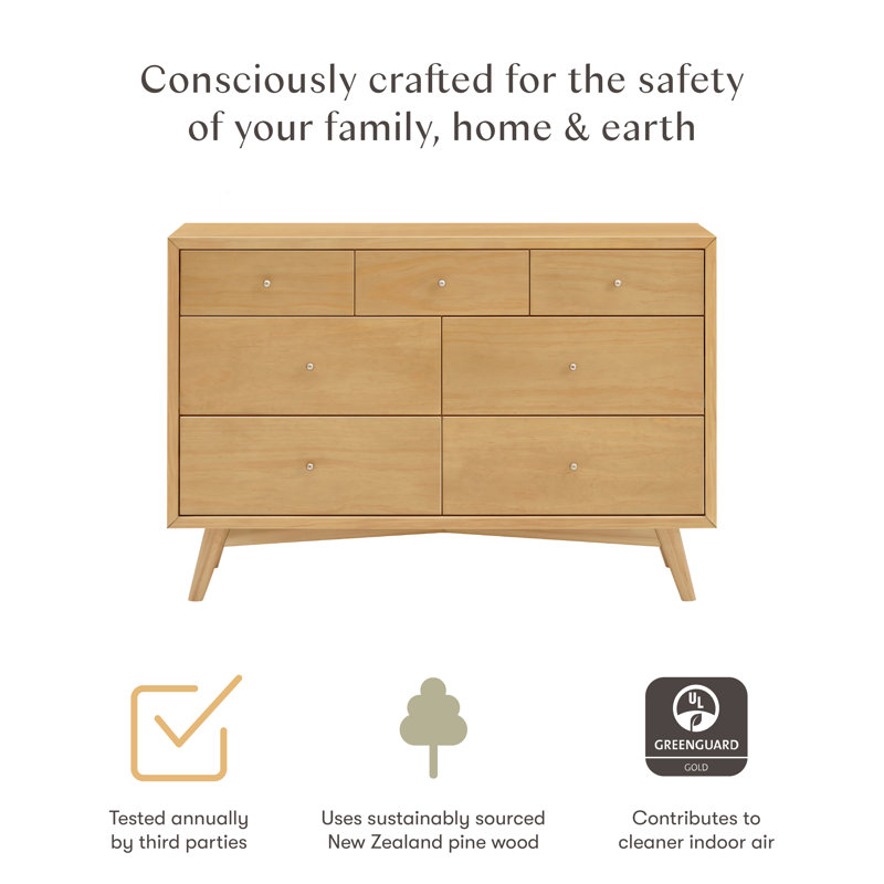 Palma 7-Drawer Assembled Double Dresser, Honey