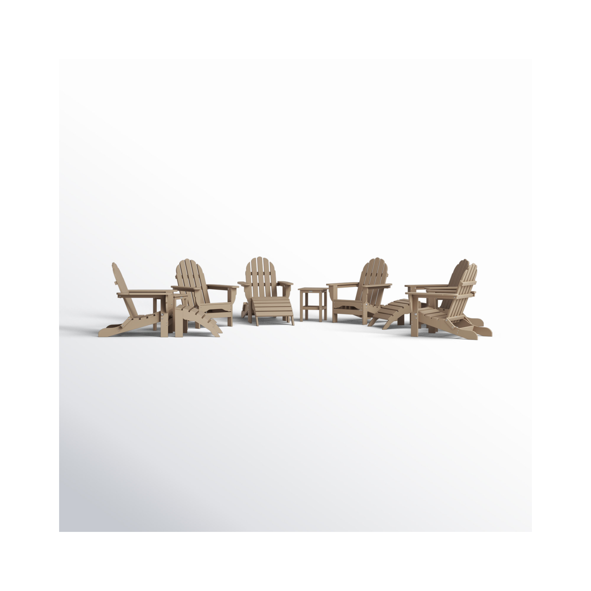 Leighton Foldable Outdoor Adirondack Set, Weathered Wood