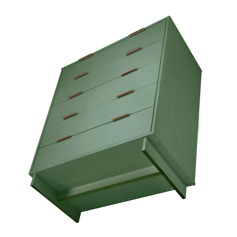 Commode 38 "en vert sauge Granville (5 tiroirs), Vert sauge