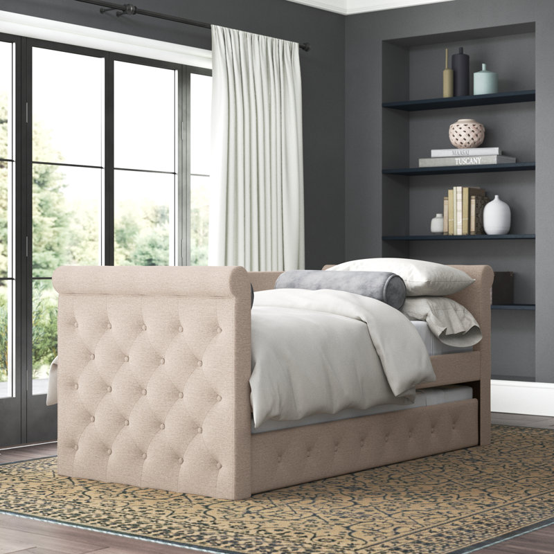 Billie Upholstered Daybed, Light Beige