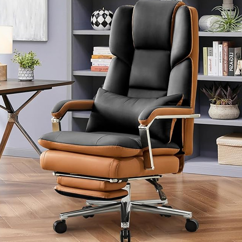 Fauteuil de direction double rembourré avec repose-pieds, Noir
