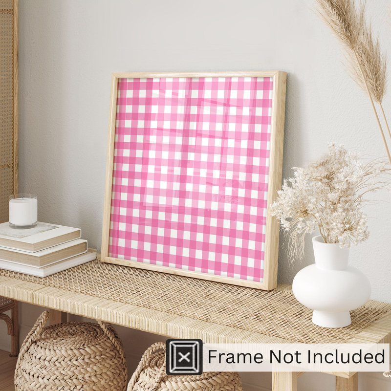 Abstract Pink Plaid Pattern III Modern Unframed Art Print
