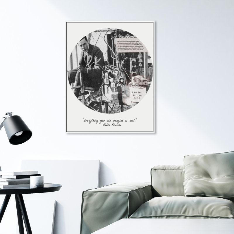 " Ists First Pig To Fly ", White Framed, 36" H x 30" W x 1.5" D