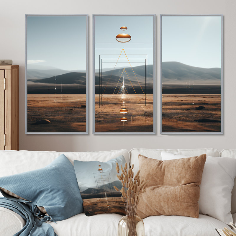 Crepeau - Abstract Landscape Wall Art Print Set, Silver Floater Framed, 40" H x 60" W x 1" D