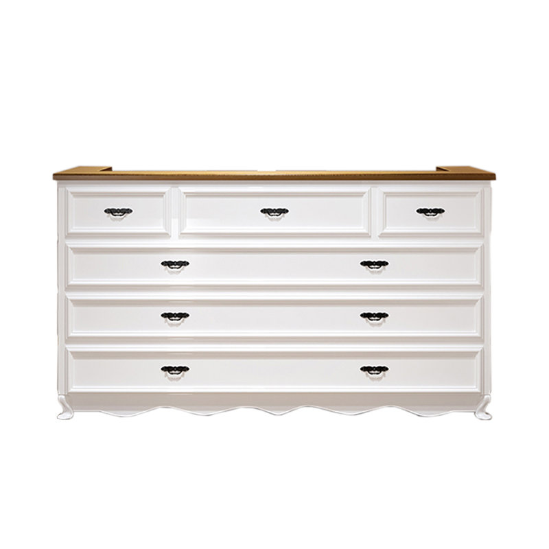 70.87" White Rectangular Solid Wood Reception Desk, White