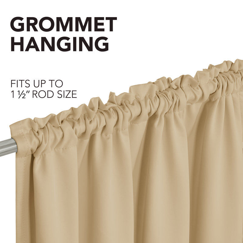 Deconovo 100 Percent Blackout with Liner Rod Pocket Curtain Panel Pair, 52" W x 54" L, Burlywood