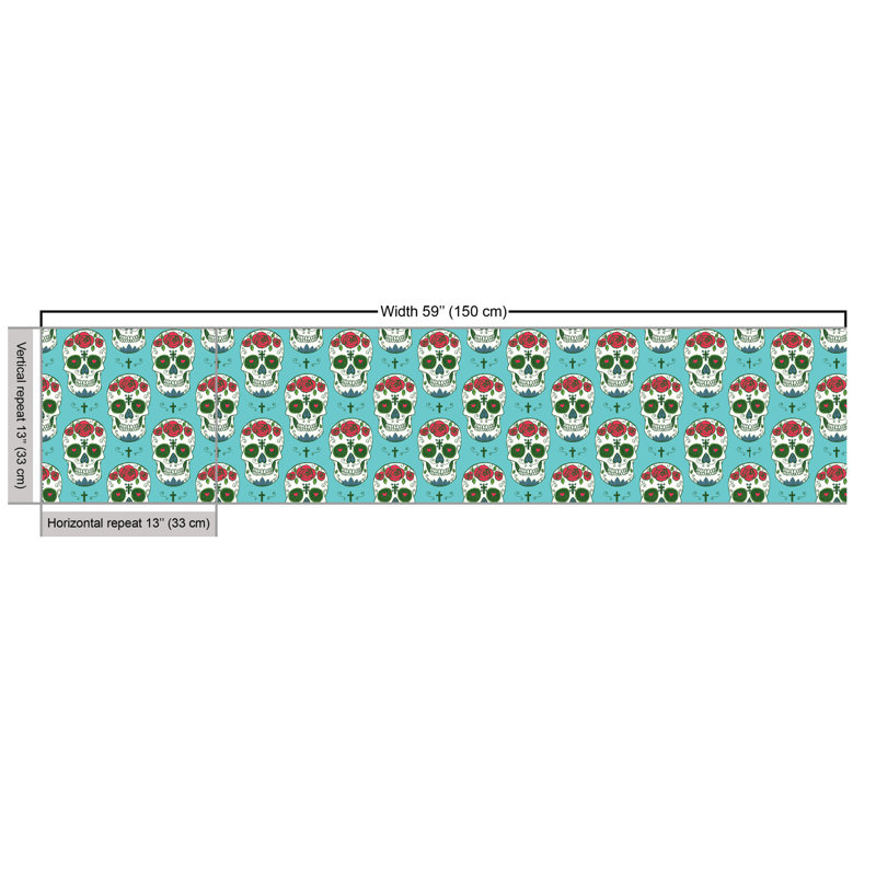 Geis Roses on Skull South American Culture Fabric