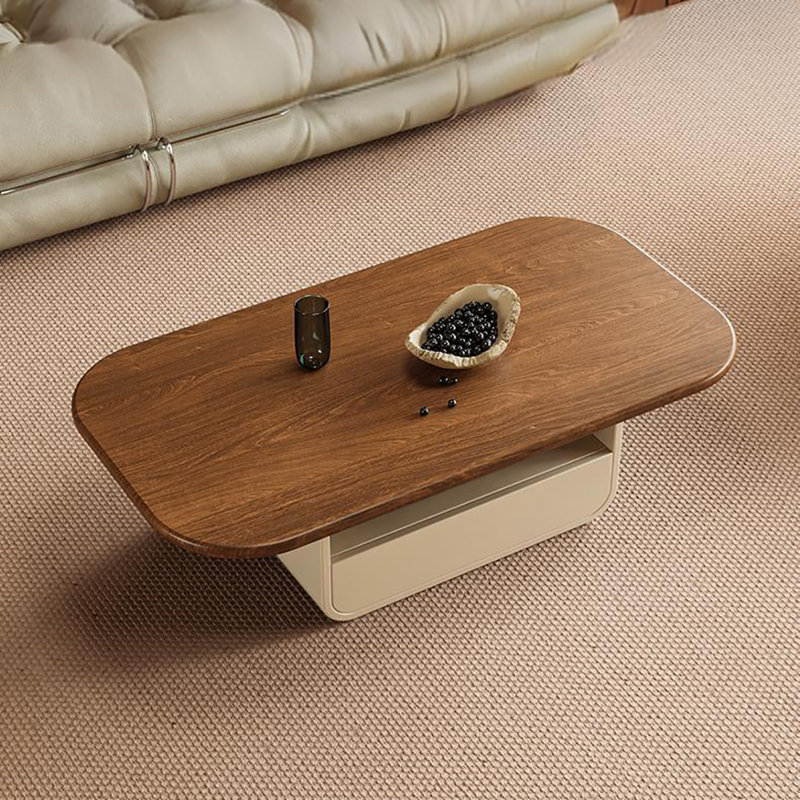 Table basse rétro simple et moderne, H 15,7 po x L 51,2 po x l 25,6 po, Beige