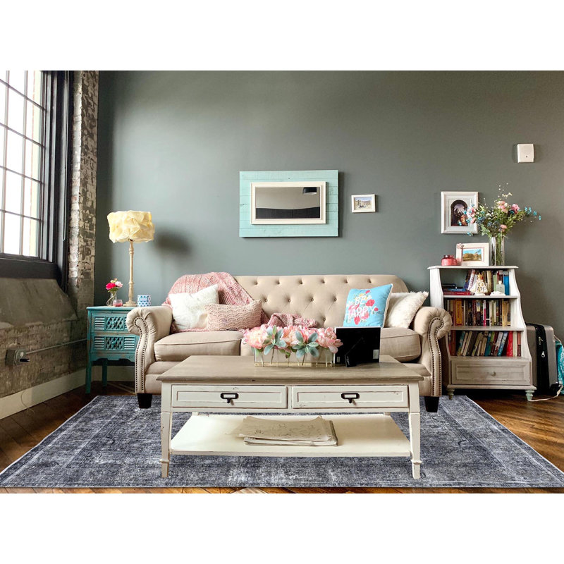 6'6"x9'6" Gray Worn Down Overdyed Worn Wool Vintage Persian Tiz Distressed Look Rug AC0D2F7679E94317AFD18B2B0E2537ED