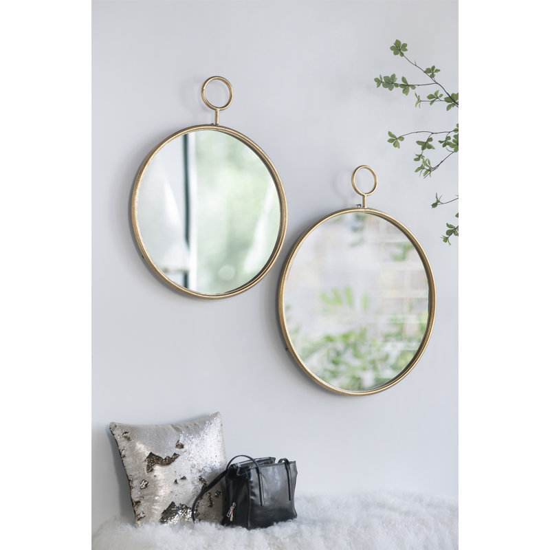 Miroir mural 22 "x 28" avec cadre en fer doré, 28 po x 22 po, Doré