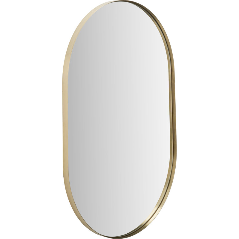 Stainless Steel Oval Wall Mirror, Brushed Gold