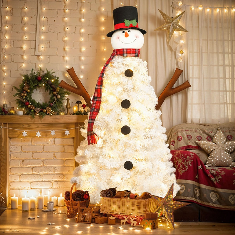 Arbre de Noël artificiel en forme de bonhomme de neige