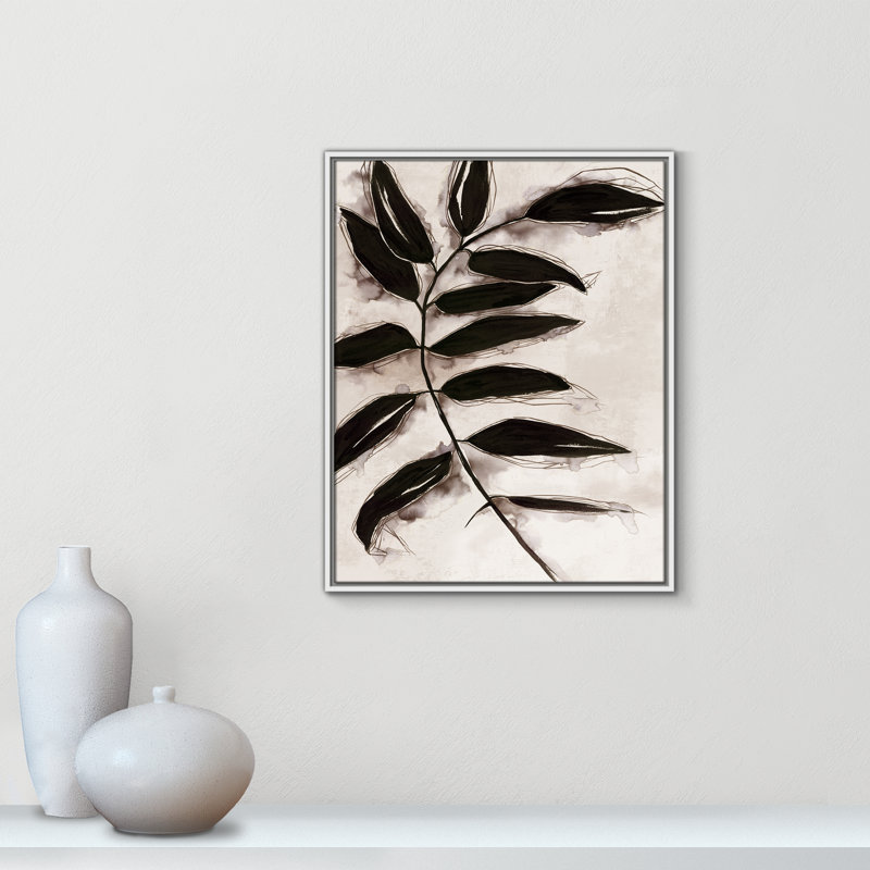Feuilles II - Toile à cadre flottant, H 29,5 po x l 23,5 po x P 2 po, Cadre blanc