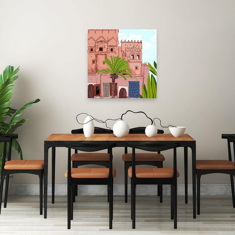 Paysage marocain, oasis du désert marocain, paysage abstrait, art mural, 32" H x 32" W