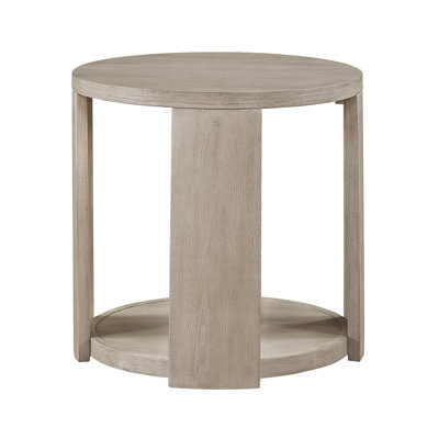 Wood End Table with Cutout Edges and Rounded Crescent Legs