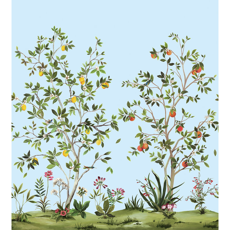 Turid Floral Wallpaper, Carolina Blue