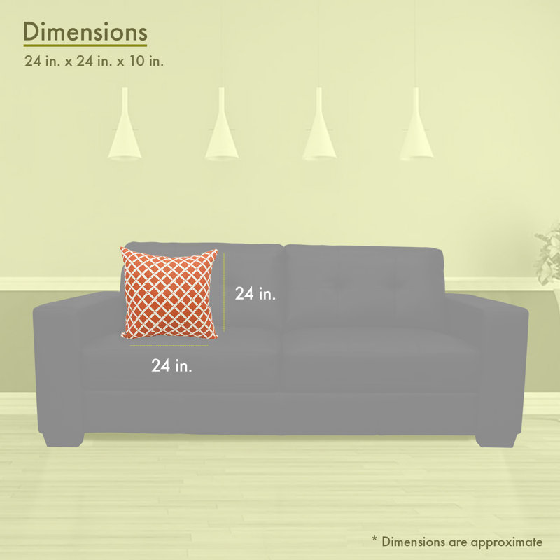 Coussin Bamboo, Orange brûlé, H 24 po x l 24 po x P 10 po