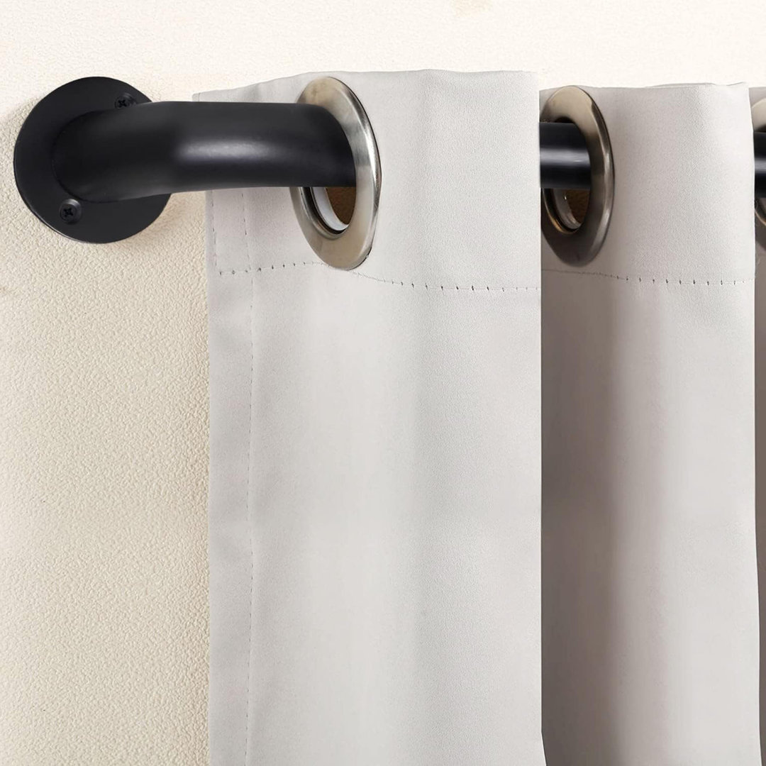 Curtain Poles ,Extendable Room Darkening Blackout Curtain Pole ,Curved Pole Finial, Black, 160-300 Cm