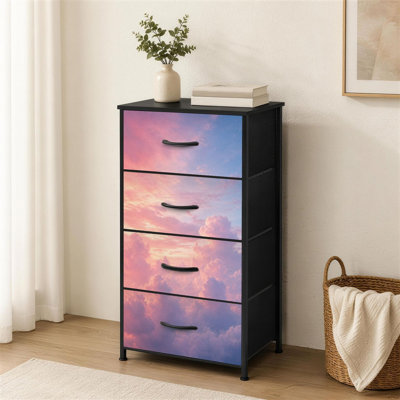 Commode à 4 tiroirs pour chambre à coucher Nuage coloré Petite commode à vêtements haute pour organisateurs de placard avec commode