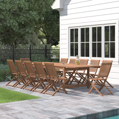 Anautica 12 - Person Wood Patio Dining Set with Rectangular Table