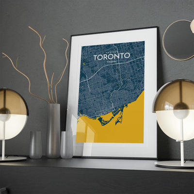 Toronto City Map In Amuse - No Frame Print
