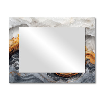 Abstract Geode Veins Of Light - Modern Accent Wall Mirror - Printed On Metal