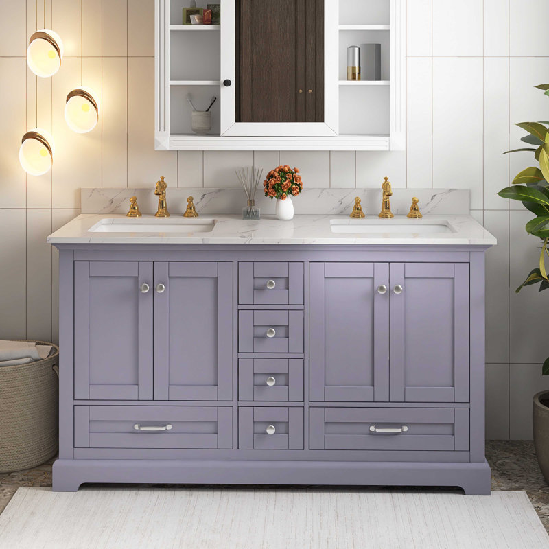 Ensemble de meuble-lavabo mural 60 po, Gris foncé