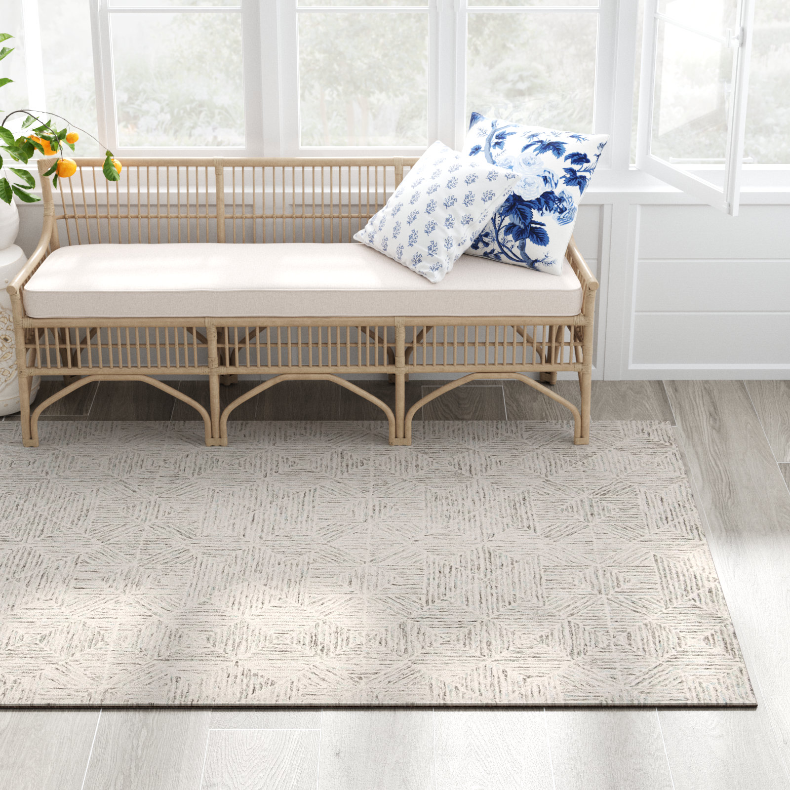 Linsly Hand Tufted Rug, Rectangle 6' x 9'