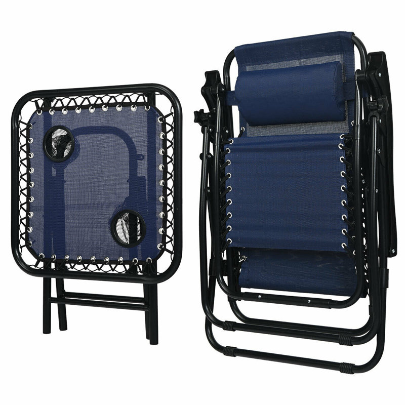 Clemente 33" Long Reclining Zero Gravity and Table, Navy