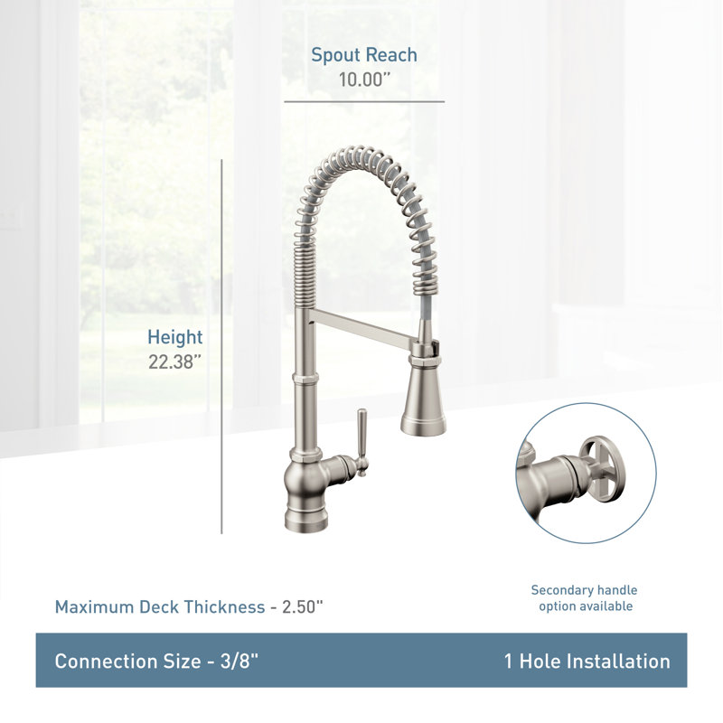 Paterson Spring Pull Down Single Handle Kitchen Faucet with Accessories and with Power Boost, Spot Resist Stainless