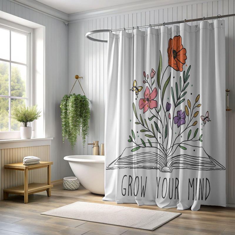 Rideau de douche standard 1 pièce Abstract Flower, H 74 po x l 71 po