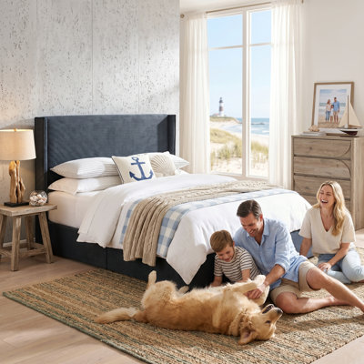 Modern Wingback Upholstered Platform Bed