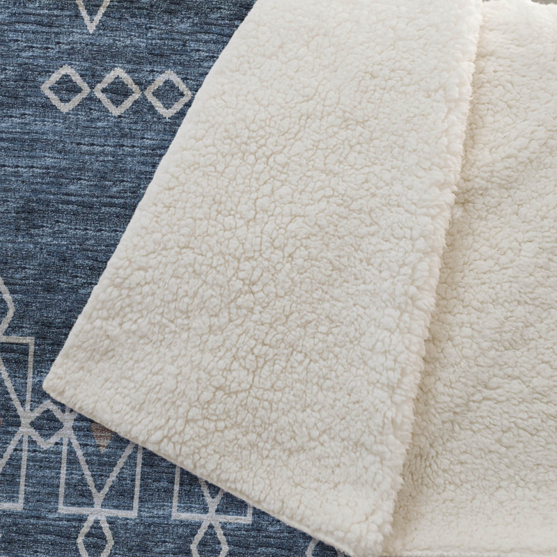 Jeté Sherpa Boho Addison, Bleu