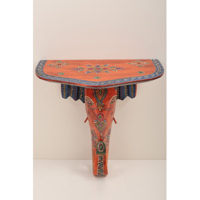 Colorful Wooden Elephant Head Wall Mount Bracket