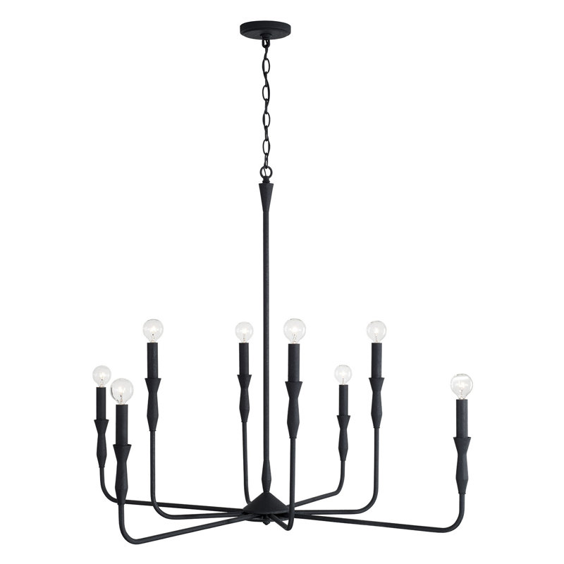 Dimmable Chandelier, 34" H x 41" W, Textured Black