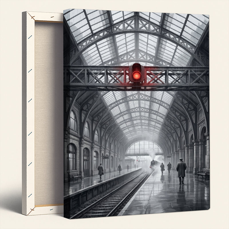 Train Station, reproduction d'art sur toile, ensemble de 1, H 48 po x l 32 po, Toile tendue