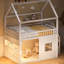 Lit pour maison double en bois pleine grandeur en blanc, éclairage de tablette à DEL, structure en forme, coffre-fort pour un accès facile Blanc de bois, tablette, cadre, garde-corps, solution de chambre fonctionnelle et peu encombrante-130115564