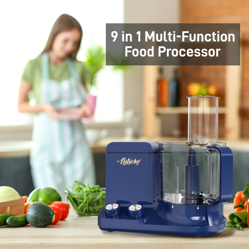 NutriChef 12-Cup Multifunction Food Processor, Blue