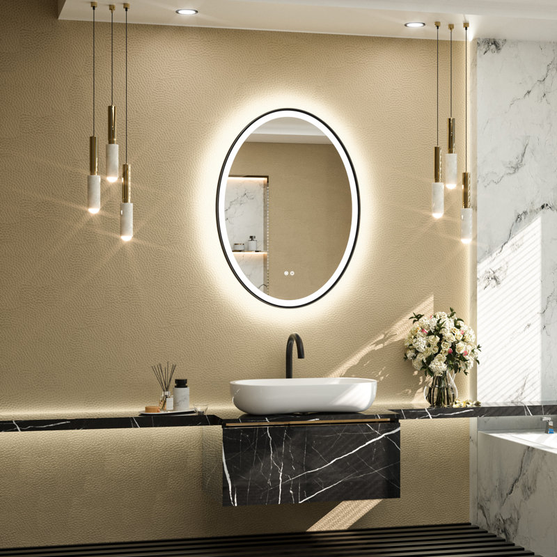 Miroir de salle de bain Chatmon, Noir mat, 32 po x 24 po